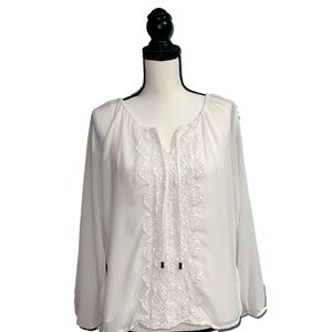 *Naked zebra- White long sleeve lace shirt